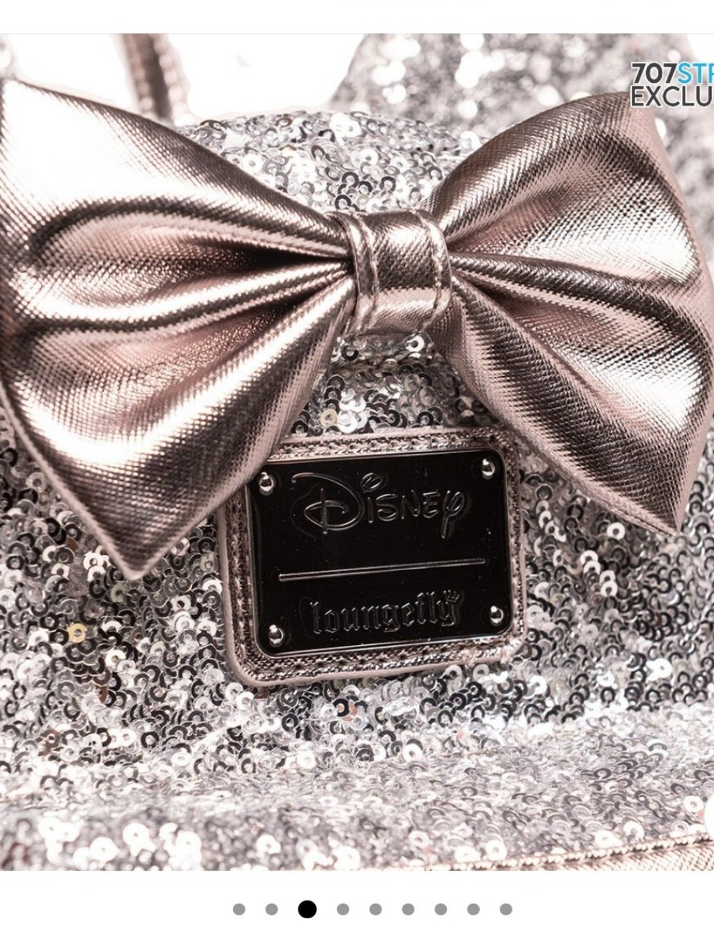 Loungefly x Disney ALL SILVER Sequin Minnie Ear Backpack - Picture 2 of 4